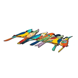 Colorful birds branch acrylic wall hanging home decor pendant ornament stained glass style art