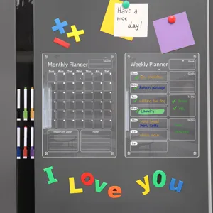 Clear Acrylic Magnetic Weekly Monthly Planner Board Refrigerator Calendar Set with Markers