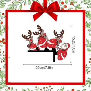 Christmas wooden corner decoration featuring Santa Claus and reindeers, perfect for doors.