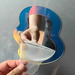 Miroir de casier magnétique holographique irrégulier, miroir en acrylique décoratif pour frigo.