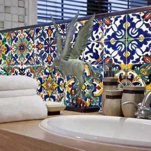 Moroccan style tile stickers waterproof self-adhesive wall decor for bathroom and living room