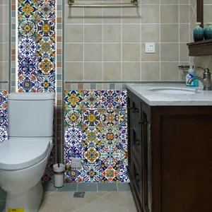 Moroccan style tile stickers for bathroom and kitchen wall decor, waterproof PVC decals.