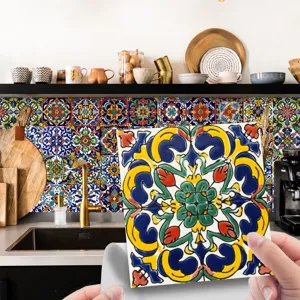 Moroccan style tile wall sticker, colorful kitchen backsplash decal for home decor and renovation.