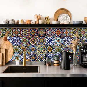 Moroccan style tile stickers for kitchen backsplash wall decor waterproof PVC self adhesive