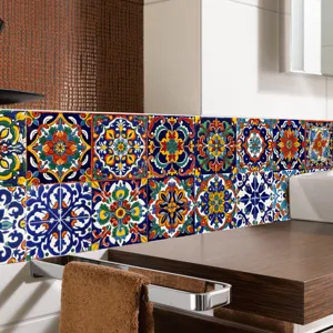Moroccan style tile stickers waterproof peel and stick wall decals for kitchen bathroom decor