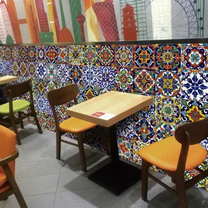 Moroccan style tile wall sticker detail, colorful mosaic pattern for indoor room decor.