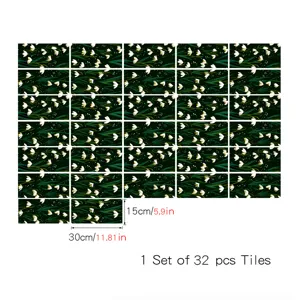 Set di 32 adesivi per piastrelle in stile francese vintage con motivo floreale per casa.