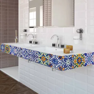 Moroccan style tile stickers waterproof peel and stick wall decor for bathroom kitchen counter details