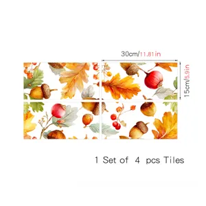 Set di 4 adesivi per piastrelle autunnali, adesivi da parete decorativi per la cucina.