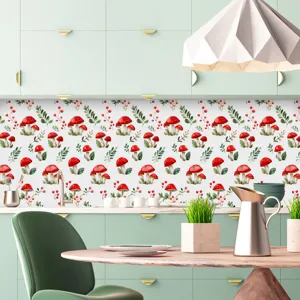Adesivo per piastrelle cucina carta da parati impermeabile decorazione murale funghi