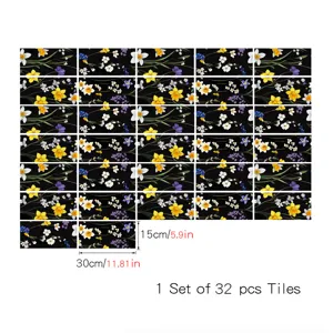 Adesivi per piastrelle floreali francesi impermeabili adesivi murali set da 32 pezzi