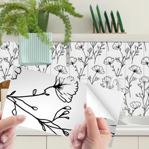 Adesivo per piastrelle impermeabile con motivo botanico per decorazione murale cucina