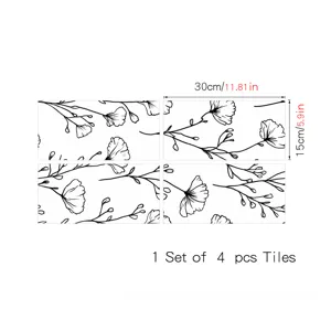 Dettaglio adesivo per piastrelle floreali francesi con misura 30x15cm e set 4 pezzi stile.