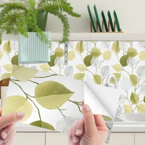 Adesivo per piastrelle rimovibile carta da parati foglie verdi cucina decorazione casa