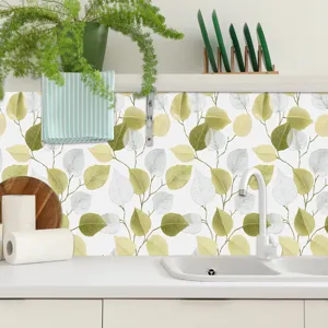 ADESIVO per piastrelle stile francese con motivo a foglia verde decorazione cucina dettaglio