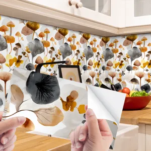 Adesivo murale impermeabile per piastrelle da cucina fungo acquerello decorazione