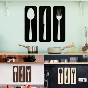 Décoration murale couverts en bois cuisine cuillère couteau fourchette panneau 5mm lot