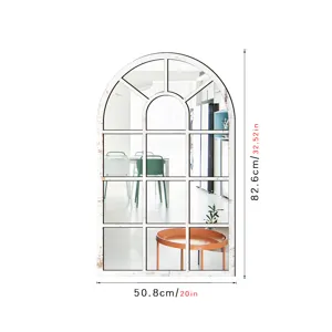 Arch window mirror wall sticker decorative acrylic wooden frame for home decor item