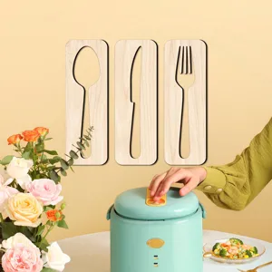 Décoration murale de couverts en bois 3D Cuillère Couteau Fourchette Cuisine