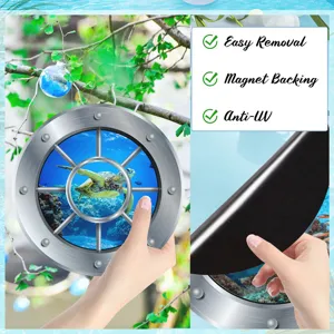 Marine Animal Porthole Wall Sticker 3D Simulated Window PVC Magnetic Refrigerator Sticker Home Decor 4-Piece Set