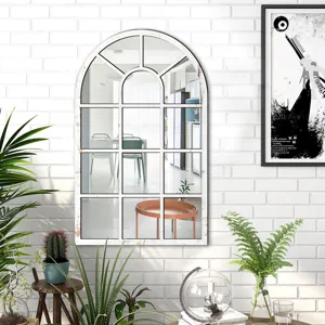 Arch window mirror wall sticker decorative acrylic wooden home decor for living room bedroom