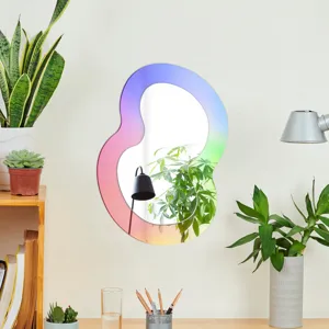 Miroir mural en acrylique dégradé, autocollant décoratif irrégulier pour décoration d'intérieur.