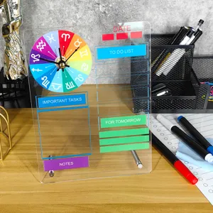 Acrylic dry erase whiteboard calendar clock desktop organizer planning board decor