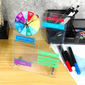 Acrylic desktop memo board with zodiac clock, erasable planning board for office study.