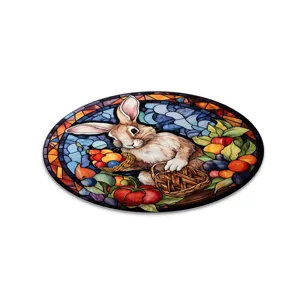 Easter bunny stained glass acrylic hanging plaque home decor wall ornament festival gift