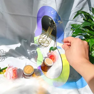 Miroir décoratif en acrylique irisé, autocollant mural double couche irrégulier pour maison.