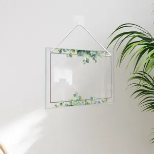 Clear acrylic hanging memo board with eucalyptus leaf design for daily notes and planning.