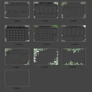Clear acrylic weekly monthly planner calendar board botanical hanging message board set.