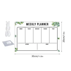 Acrylic weekly planner board with hanging rope and hook, 30x20cm memo board for office home.