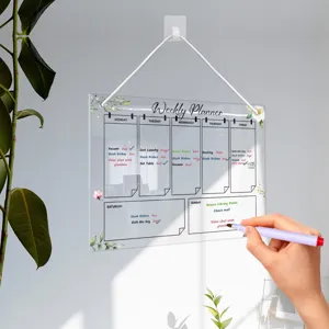 Clear Acrylic Weekly Planner Board Hanging Calendar Reusable Dry Erase Memo Board for Wall