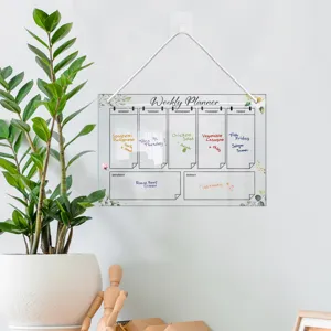 Clear acrylic weekly planner hanging message board reusable dry erase calendar for wall decor