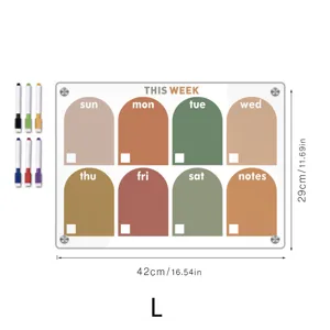 Transparenter Acryl-Wochenplaner mit bunten Markern für Büro, Küche und Wandorganisation.