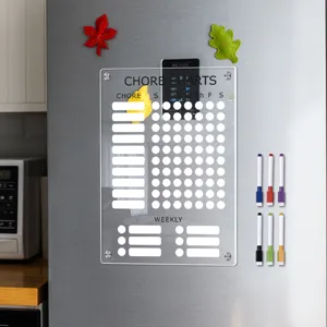 Clear acrylic magnetic chore chart weekly planner dry erase board with markers and magnets