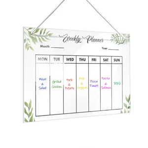Acrylic weekly planner hanging message board with leaf design for home office organization