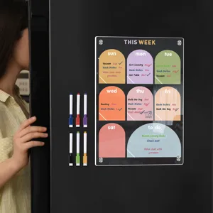 Transparente Acryl Magnetische Wochenkalender Planer Tafel für Kühlschrank mit bunten Stiften.