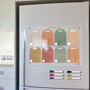 Transparenter Acryl-Wochenplaner Magnettafel für Kühlschrank mit Markern und Notizfeld Design.