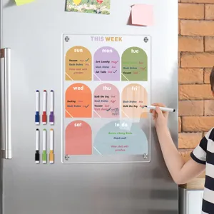 Transparente Acryl Magnetische Wochenkalender Tafel für den Kühlschrank mit Stiften