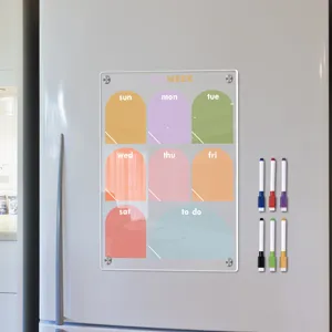 Transparente Acryl Magnetischer Wochenplaner Tafel mit bunten Stiften für Kühlschrank Organisation