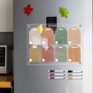 Transparenter Acryl Magnetischer Wochenplaner für Kühlschrank, wiederverwendbarer Kalender.