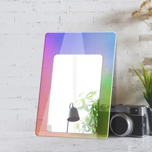 Miroir acrylique iridescent dégradé arc-en-ciel autocollant mural décoration maison