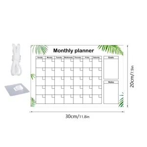 Acrylic monthly planner board with hanging rope and hook, 30x20cm wall calendar for home