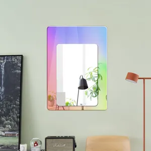 Miroir mural en acrylique irisé, autocollant décoratif mural de forme irrégulière.