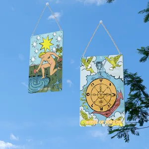 Tarot Card Window Hanging Decor The Star And Wheel of Fortune Home Wall Ornament Gift