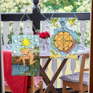 Tarot card window hanging plaque, decorative wall art tarot gifts for home decor and spiritual room.