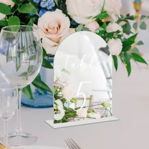 Acrylic arch table sign wedding number card clear tabletop display decoration detail