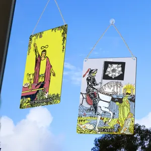 Tarot card window hanging ornament acrylic suncatcher occult wall decor gift set item
